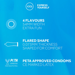 EXS Préservatifs aromatisés Mixed Flavours 54mm x144
